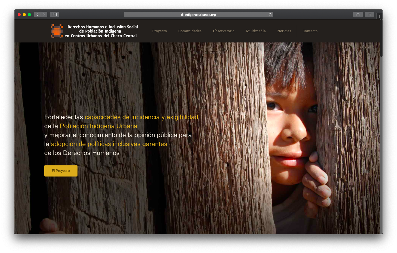 Sitio Web Proyecto Derechos Humanos e Inclusión Social de Población Indígena en Centros Urbanos del Chaco Central